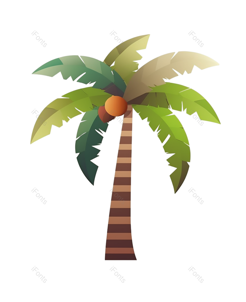 卡通图片,夏天元素,椰子PNG,椰子树免抠素材